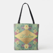 Tote Bag Symétrie florale avec nom (Dos)