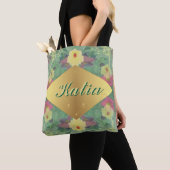 Tote Bag Symétrie florale avec nom (De près)