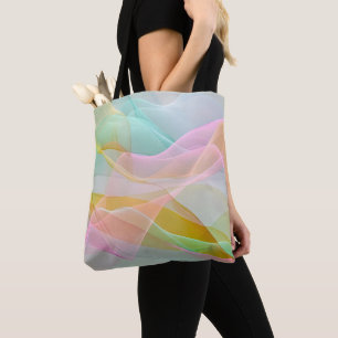 Tote Bag Symphonie Pastel de Rubans Flottants et Fluides