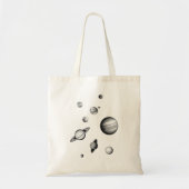 Tote Bag Système solaire noir et blanc dans l'espace (Devant)