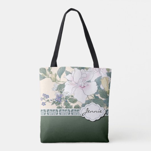Tote Bag T Kônan Bois Imprimer "Hibiscus et Browallia" (Dos)