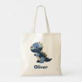 Tote Bag T-Rex bébé en denim patchwork (Dos)