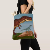 Tote Bag T-Rex et Velociraptor (De près)