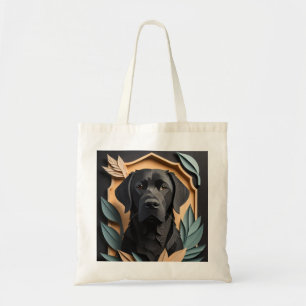 Tote Bag T-shirt 3D Paper Art Black Labrador Design