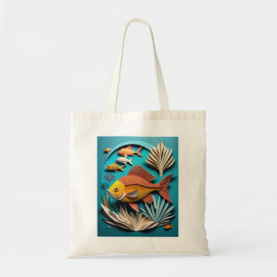 Tote Bag T-shirt 3D Paper Art Fish Design