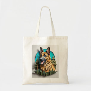 Tote Bag T-shirt design d'art papier 3D berger allemand