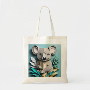 Tote Bag T-shirt Koala 3D Paper Art Design
