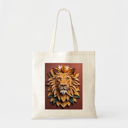 Tote Bag T-shirt Lion 3D Paper Art Design (Devant)
