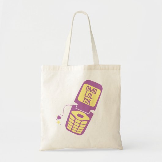 Tote Bag T-Shirt Retro Purple Flip Phone (Devant)