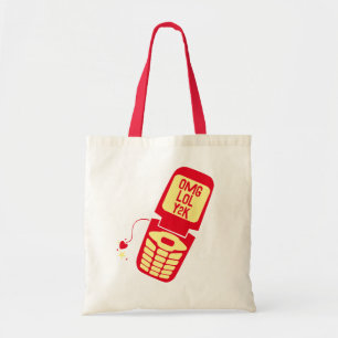Tote Bag T-Shirt Téléphone à Clapet Rouge Rétro