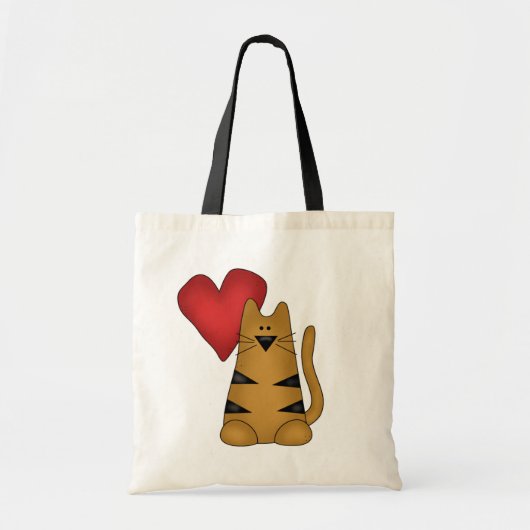 Tote Bag T-shirts et cadeaux Heart and Striped Cat (Devant)