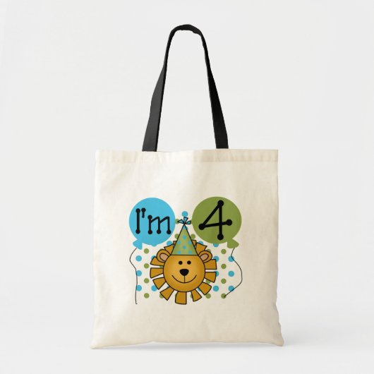 Tote Bag T-shirts et cadeaux Lion 4th Birthday (Devant)