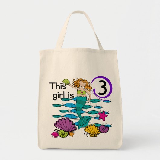 Tote Bag T-shirts et cadeaux Mermaid 3e anniversaire (Devant)