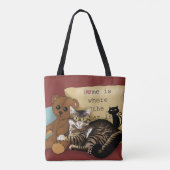 Tote Bag Tabby Accueil Chat Bourgogne (Dos)