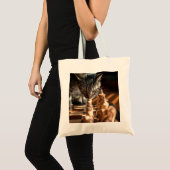 Tote Bag Tabby Cat Jouer Aux Échecs (Devant (produit))