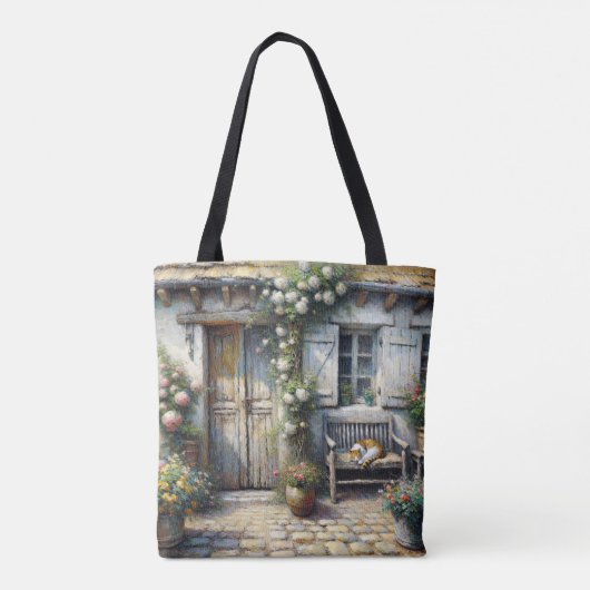 Tote Bag Tabby Chat Sur Ancien Banc (Dos)