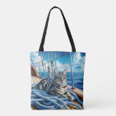 Tote Bag Tabby Chat Sur Les Cordes De Bateau (Dos)