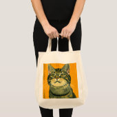 Tote Bag Tabby rayé minimaliste gris (Devant (produit))