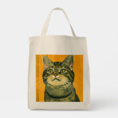Tote Bag Tabby rayé minimaliste gris (Dos)