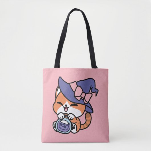 Tote Bag Tabby Witch Brew – Cute Halloween Cat Design (Devant)