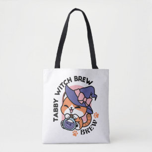 Tote Bag Tabby Witch Brew – Joli Design de Chat d'Halloween
