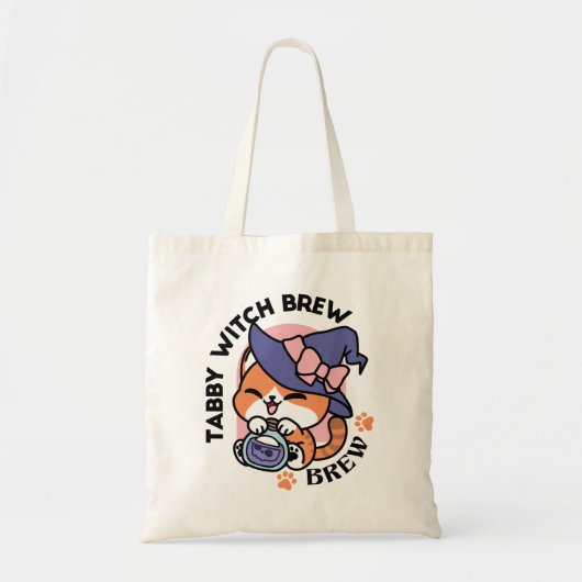 Tote Bag Tabby Witch Brew – Joli Design de Chat Halloween (Devant)