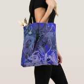 Tote Bag Tableau abstrait bleu (De près)