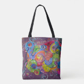 Tote Bag Tableau Abstrait d'aubergine et de tourbillon de c (Dos)