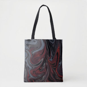 Tote Bag Tableau abstrait gris et rouge