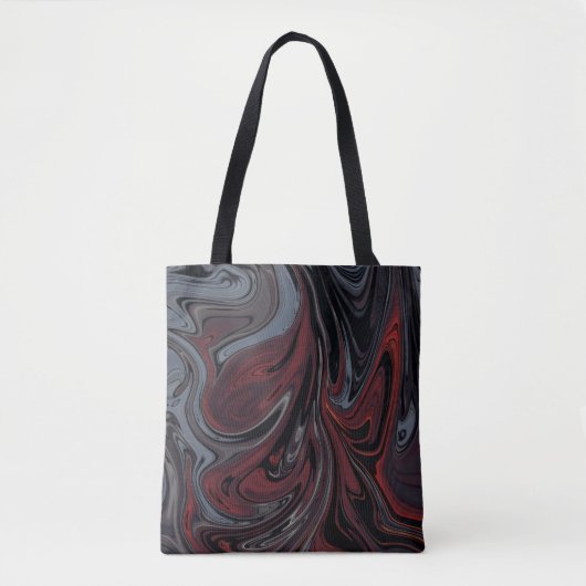 Tote Bag Tableau abstrait gris et rouge (Devant)