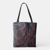 Tote Bag Tableau abstrait gris et rouge (Dos)