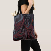 Tote Bag Tableau abstrait gris et rouge (De près)