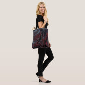 Tote Bag Tableau abstrait gris et rouge (Sur le modèle)