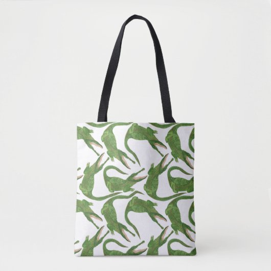 Tote Bag Tableau d'aquarelle blanc crocodile (Devant)