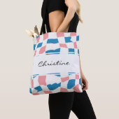 Tote Bag Tableau de contrôle bleu rose rétro Abstrait (De près)