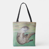 Tote Bag Tableau de la loutre de rivière joueuse (Dos)