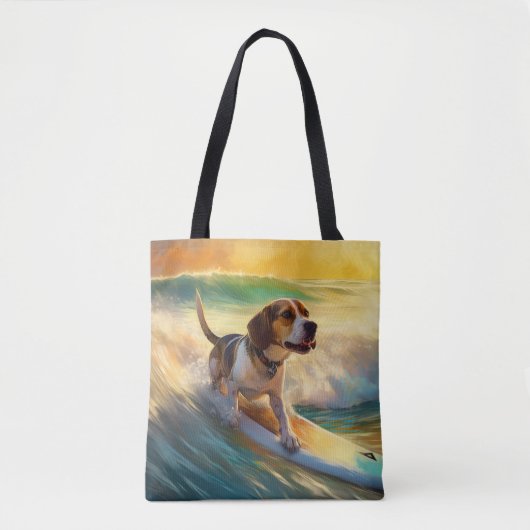 Tote Bag Tableau de surf de plage beagle (Devant)