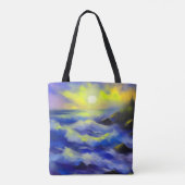 Tote Bag Tableau des vagues bleu foncé sous le soleil (Dos)