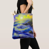 Tote Bag Tableau des vagues bleu foncé sous le soleil (De près)