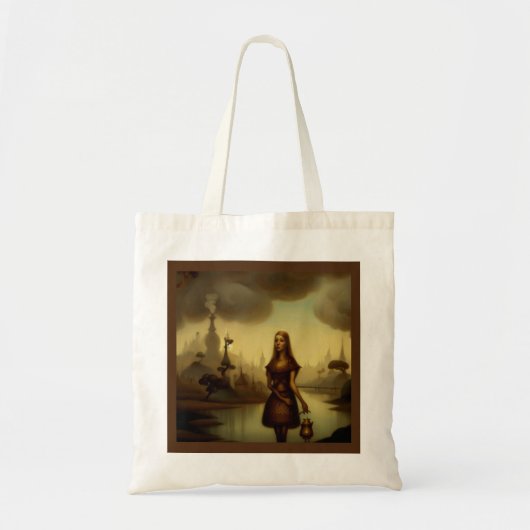 Tote Bag Tableau Imaginaire 4 - Fille tenant une lanterne (Devant)
