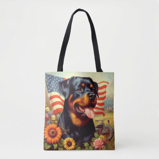 Tote Bag Tableau vintage Rottweiler (Devant)