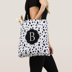 Tote Bag Taches dalmatiennes noires et blanches modernes