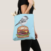 Tote Bag Tahoe Black Capped Chickadee Cheeseburger Bird Dk (De près)