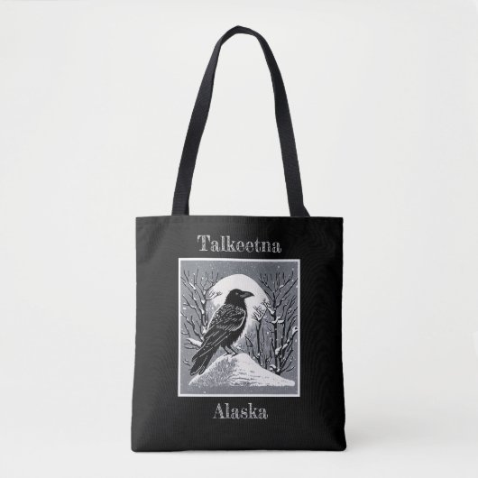 Tote Bag Talkeetna Alaska Raven in Snow (Devant)