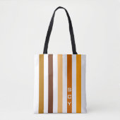 Tote Bag Tan Brown Orange Vertical Stripes Monogramme (Devant)