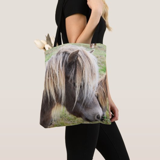 Tote Bag Tan Coloré Shetland Pony, (De près)