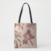 Tote Bag Tan moderne - Marsala-vin rayures de ton (Devant)