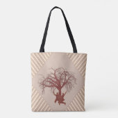 Tote Bag Tan moderne - Marsala-vin rayures de ton (Dos)