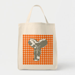 Tote Bag Tangerine Safari point avec Pop Art Elephant