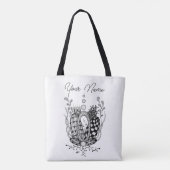 Tote Bag Tangle Art : Design floral, ovale - (Dos)